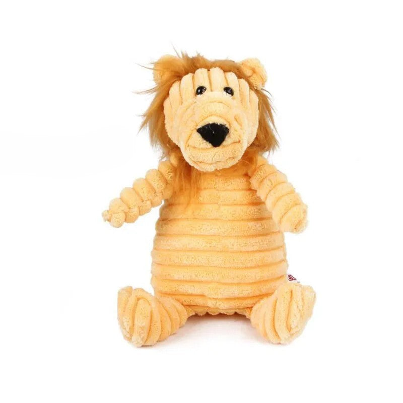 Cordy lion corduroy plush squeaky dog toy by Nuzzinel