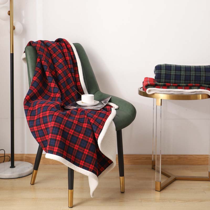 Angus Red-Blue tartan plaid fleece dog blanket