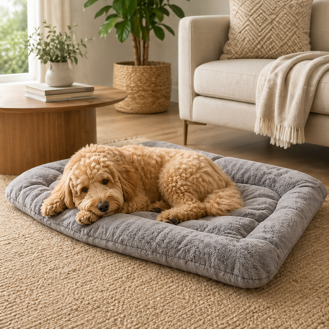 The Fur Lodge Extra Large Plush Dog Bed Mat Grey