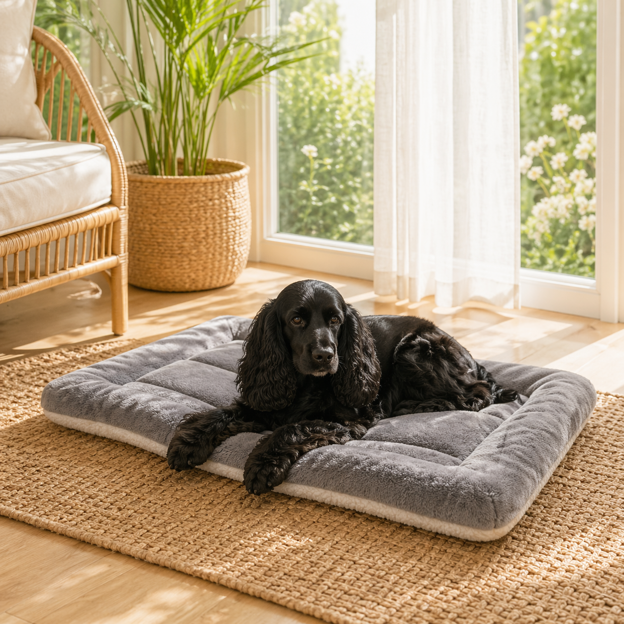 The Fur Lodge Extra Large Plush Dog Bed Mat Grey