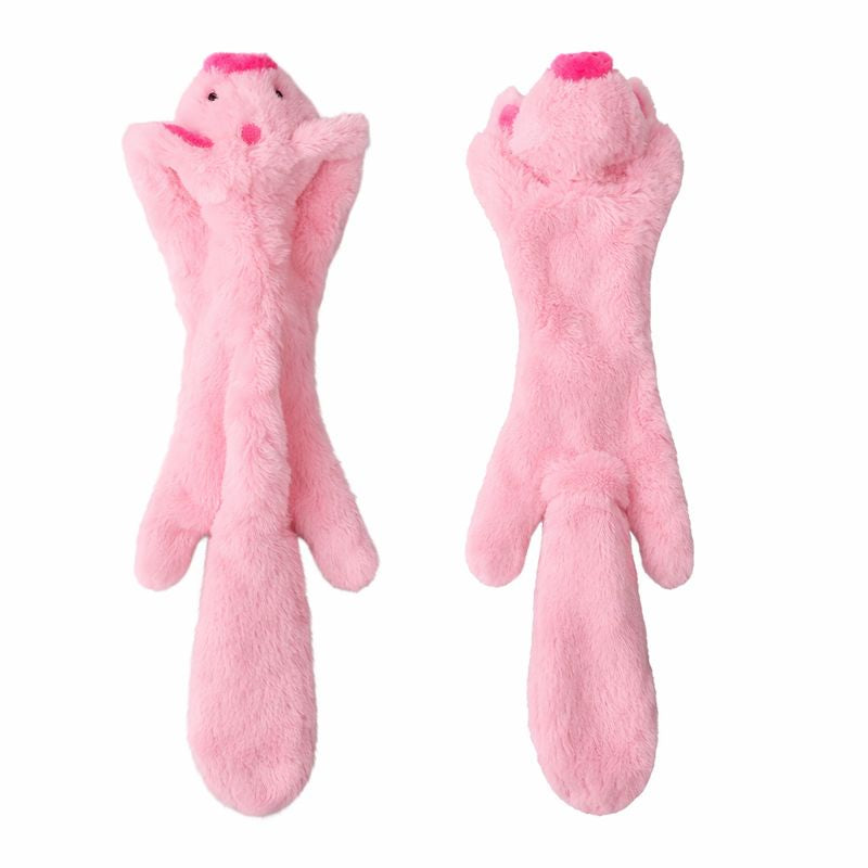 Rascal crinkle squeaky dog toy — pink pig