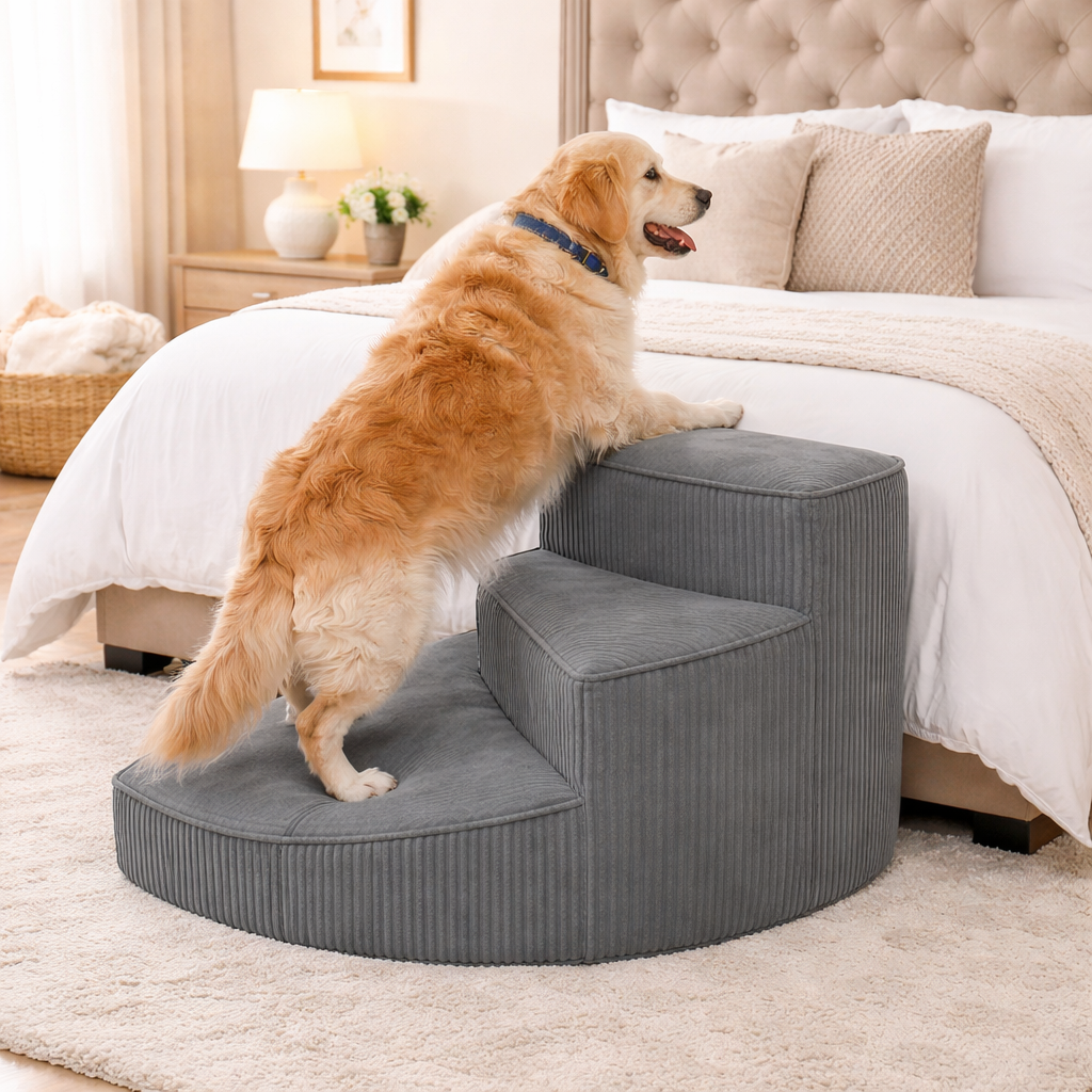 The Fur Lodge Orthopedic Dog Stairs for Couch Non-Slip Foam Pet Steps