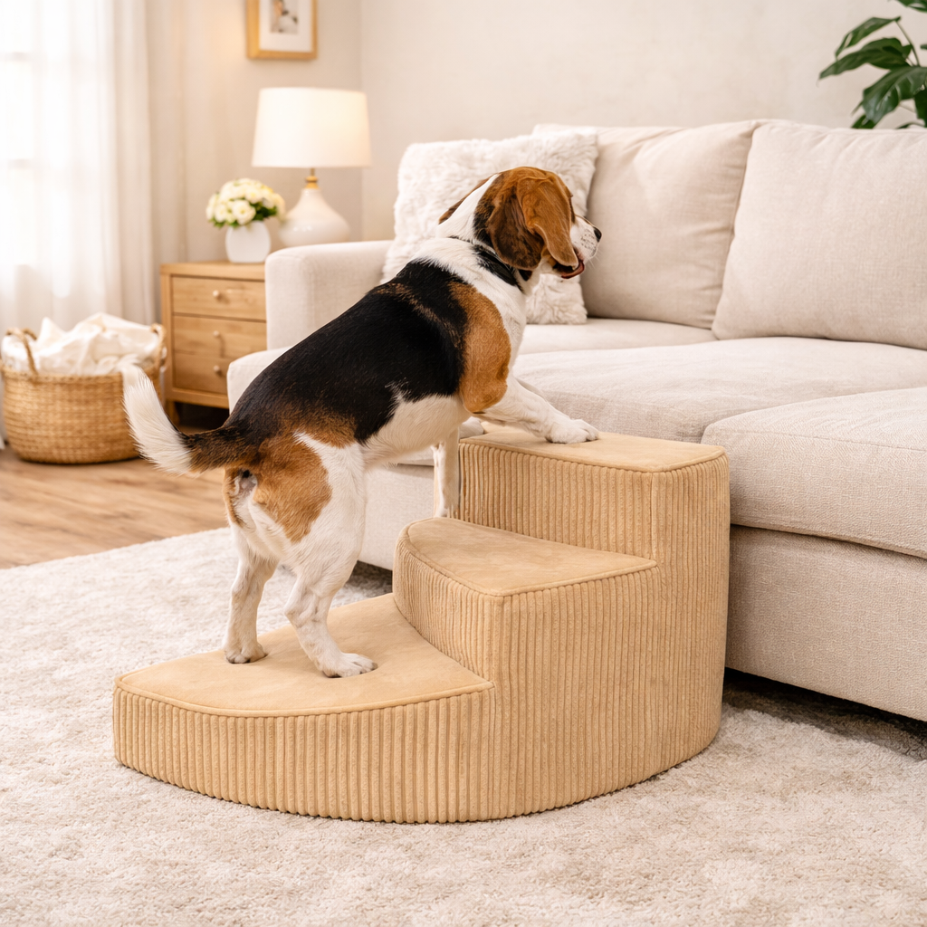 The Fur Lodge Orthopedic Dog Stairs for Couch Non-Slip Foam Pet Steps