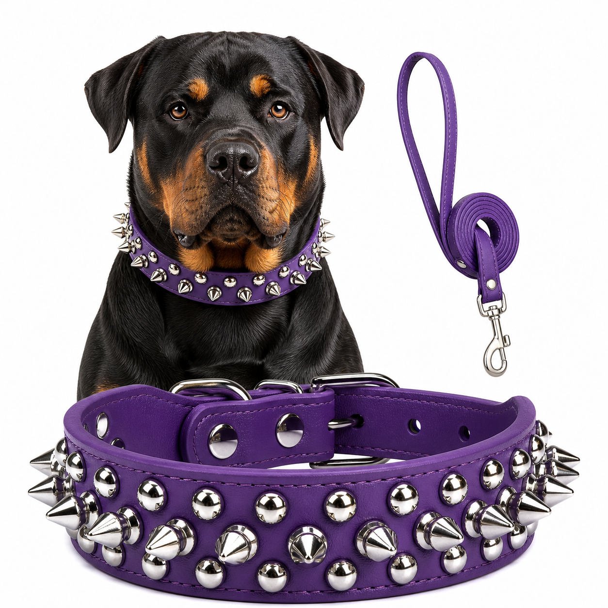 Rebel Studded Dog Collar & Leash Set