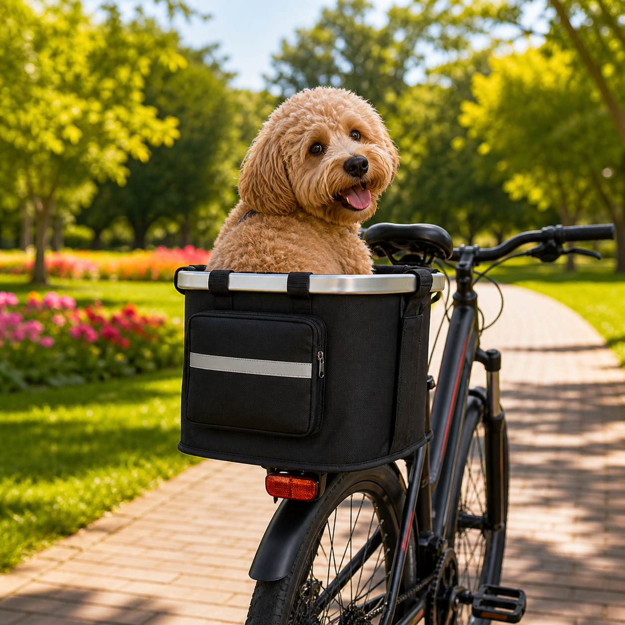 The Fur Lodge Foldable Dog Bike Basket Carrier for Small Cats and Dogs