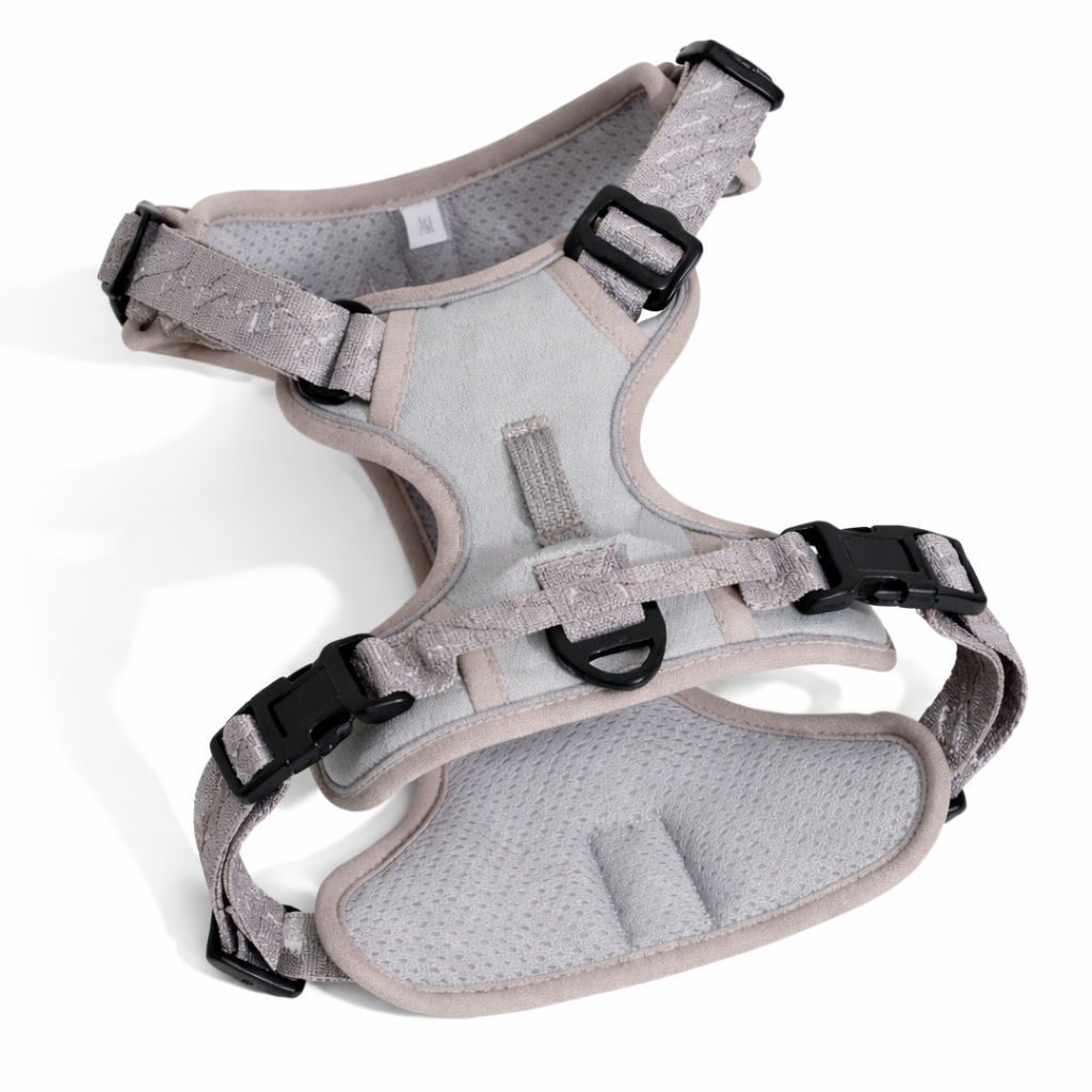 Gray Beacon Reflective Dog Harness with 3M reflective straps and top handle