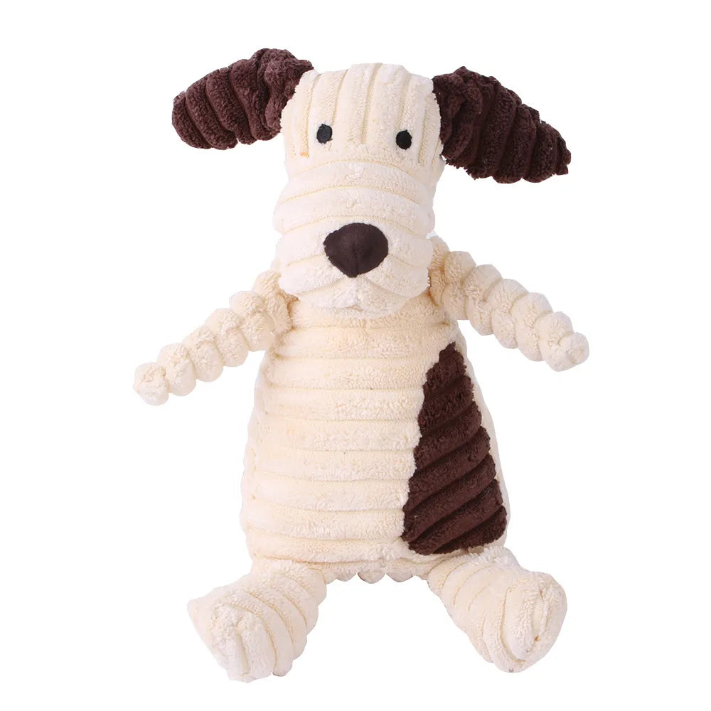 Cordy dog corduroy plush squeaky dog toy by Nuzzinel