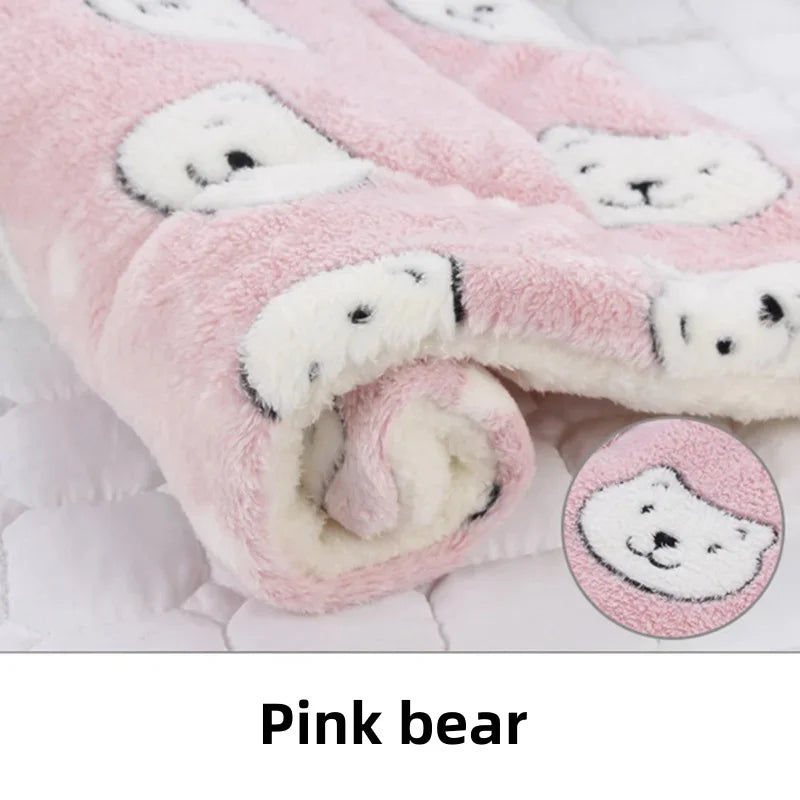 Doze plush dog bed mat in Pink Bear print