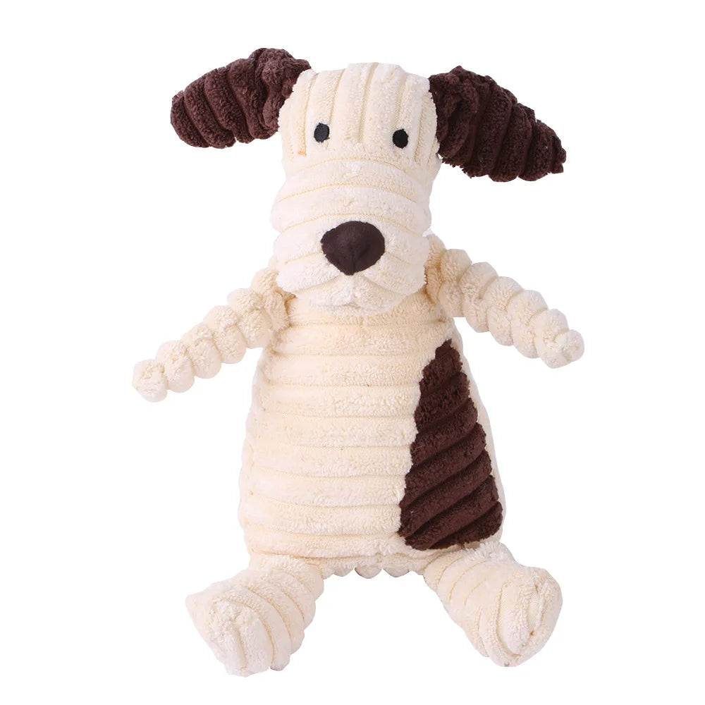 Cordy dog corduroy plush squeaky dog toy by Nuzzinel