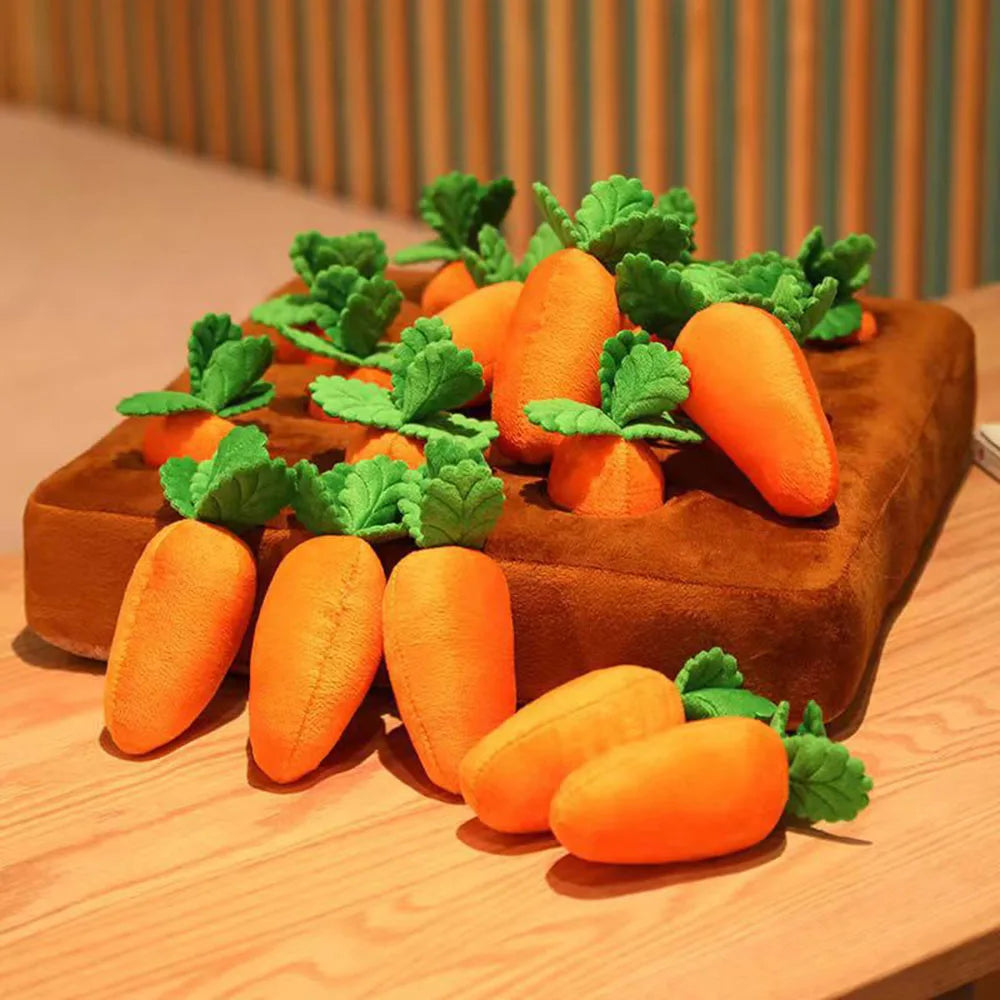 Nuzzinel Sprout carrot snuffle mat with removable plush carrots
