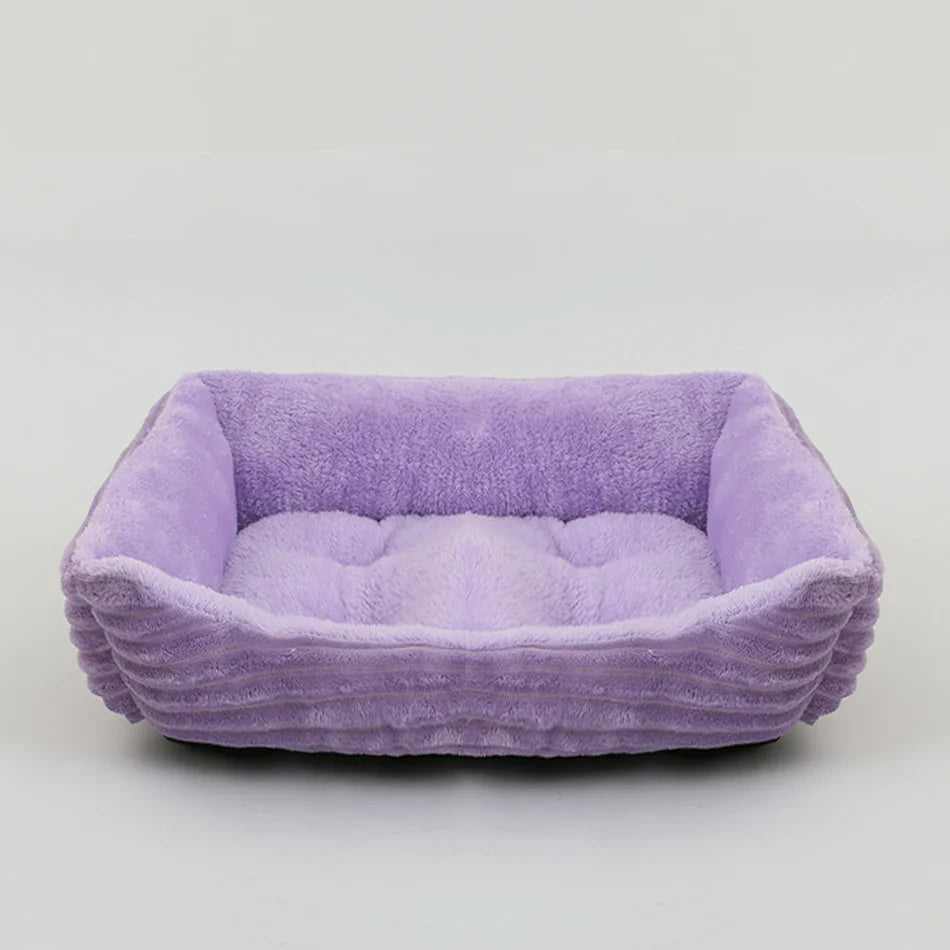 Nuzzinel Puff calming bolster dog bed in lavender