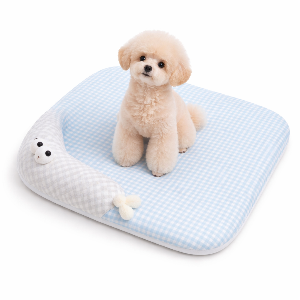 The Fur Lodge Luxury Silk Padded Cooling Mat for Dogs & Cats Blue