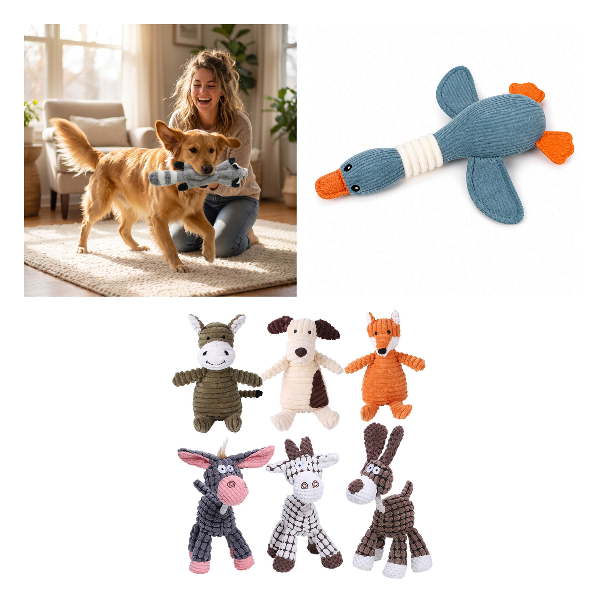 Plush Squeaker Trio — all 3 items