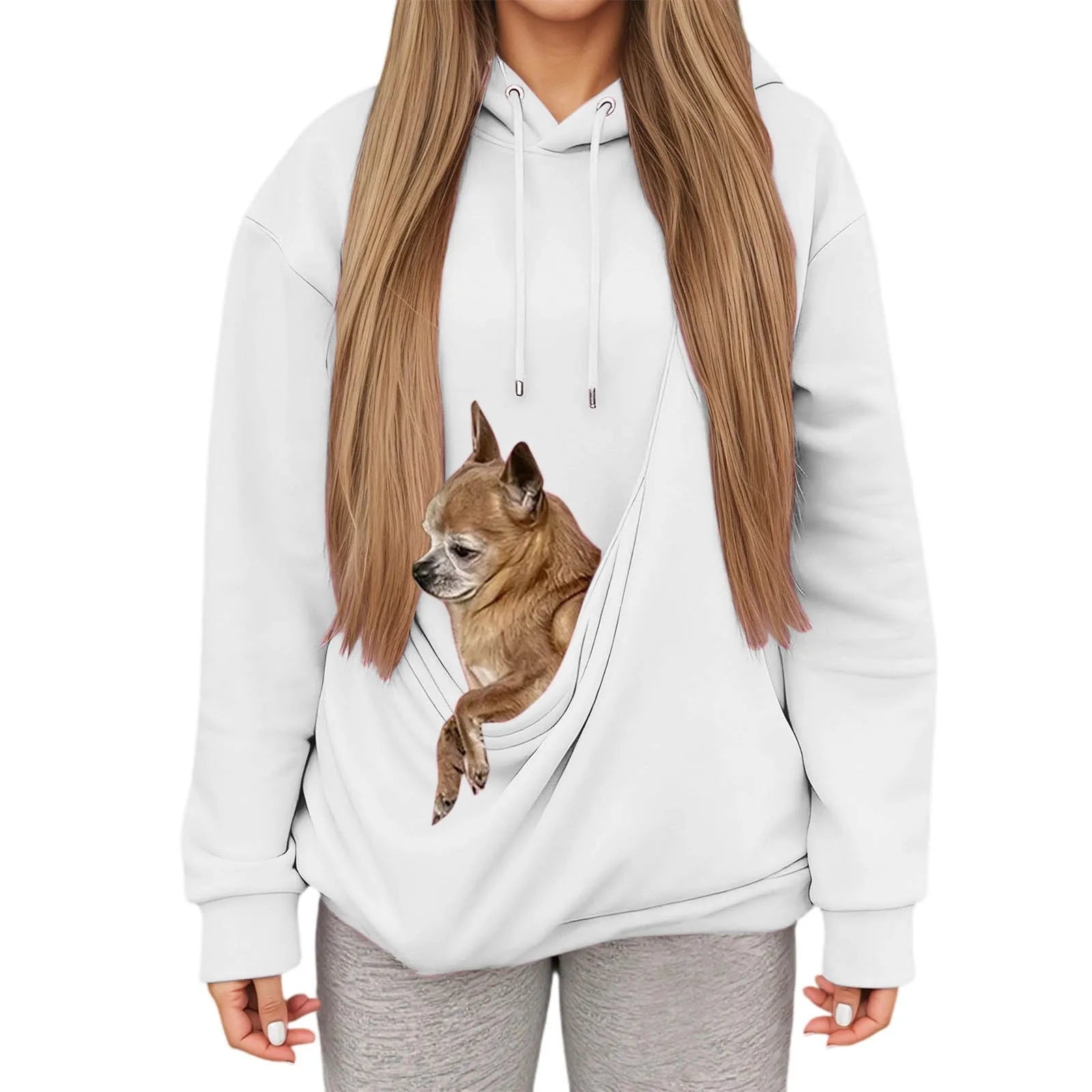 Kanga Wearable Dog Carrier Hoodie – White