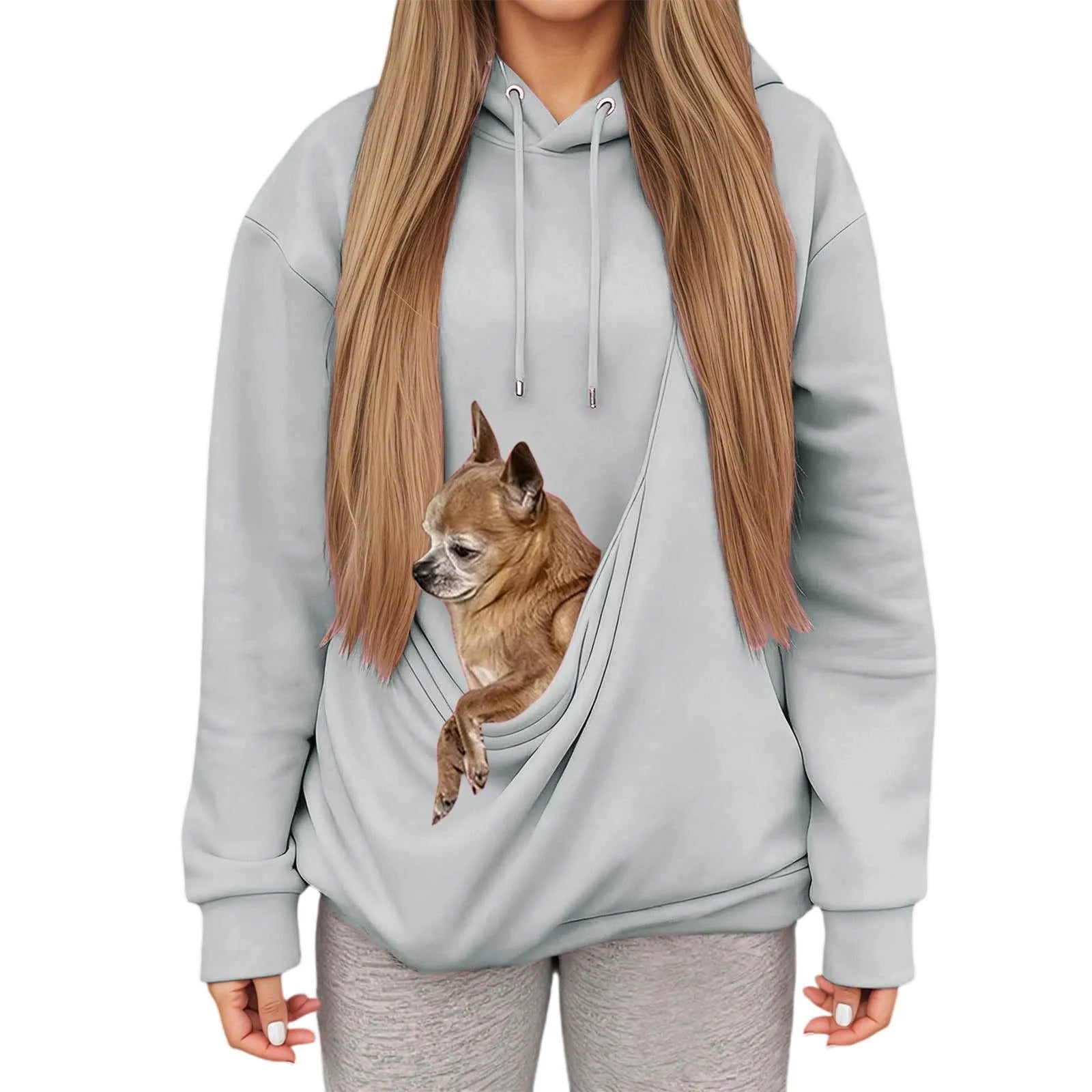 Kanga Wearable Dog Carrier Hoodie – Light Gray