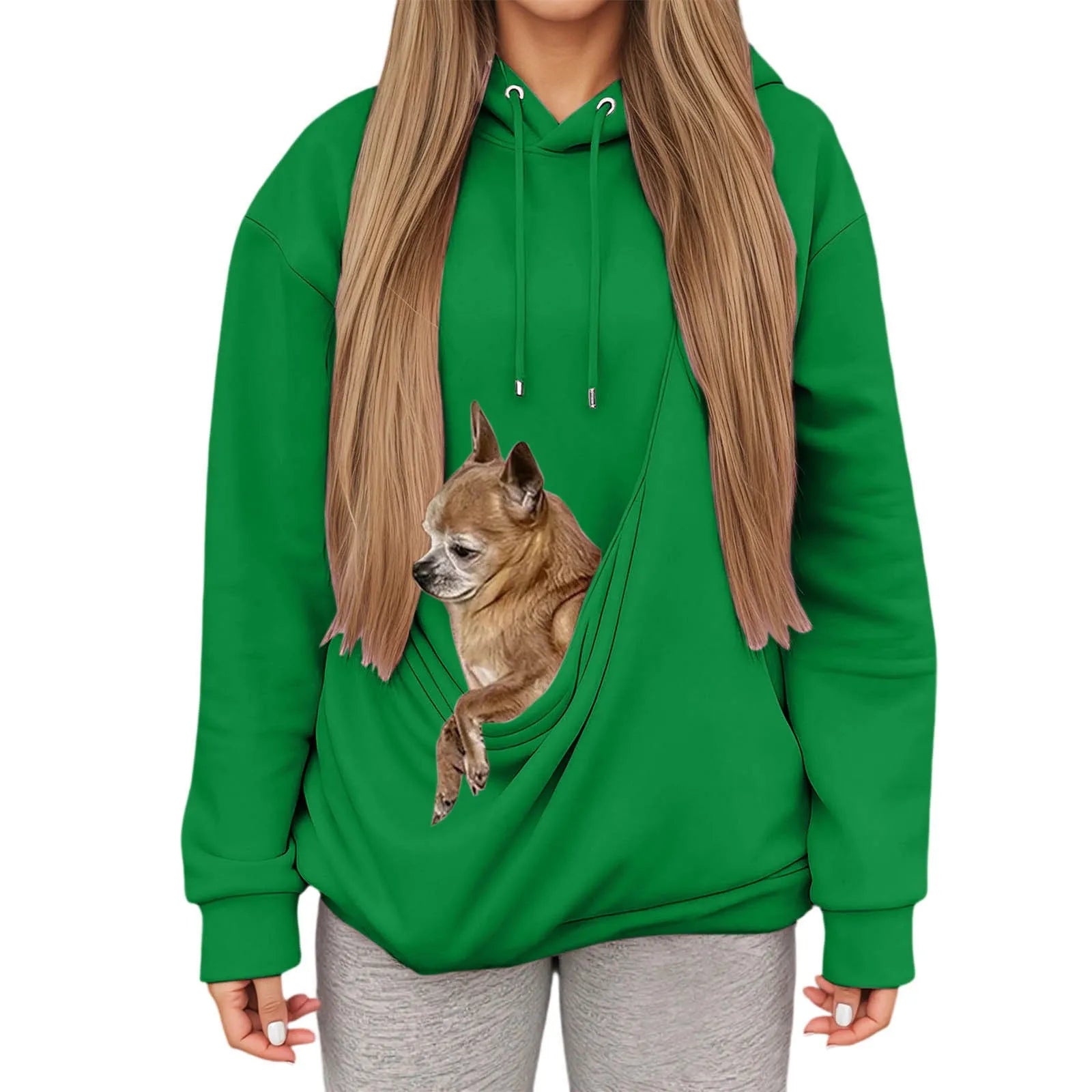 Kanga Wearable Dog Carrier Hoodie – Dark Green