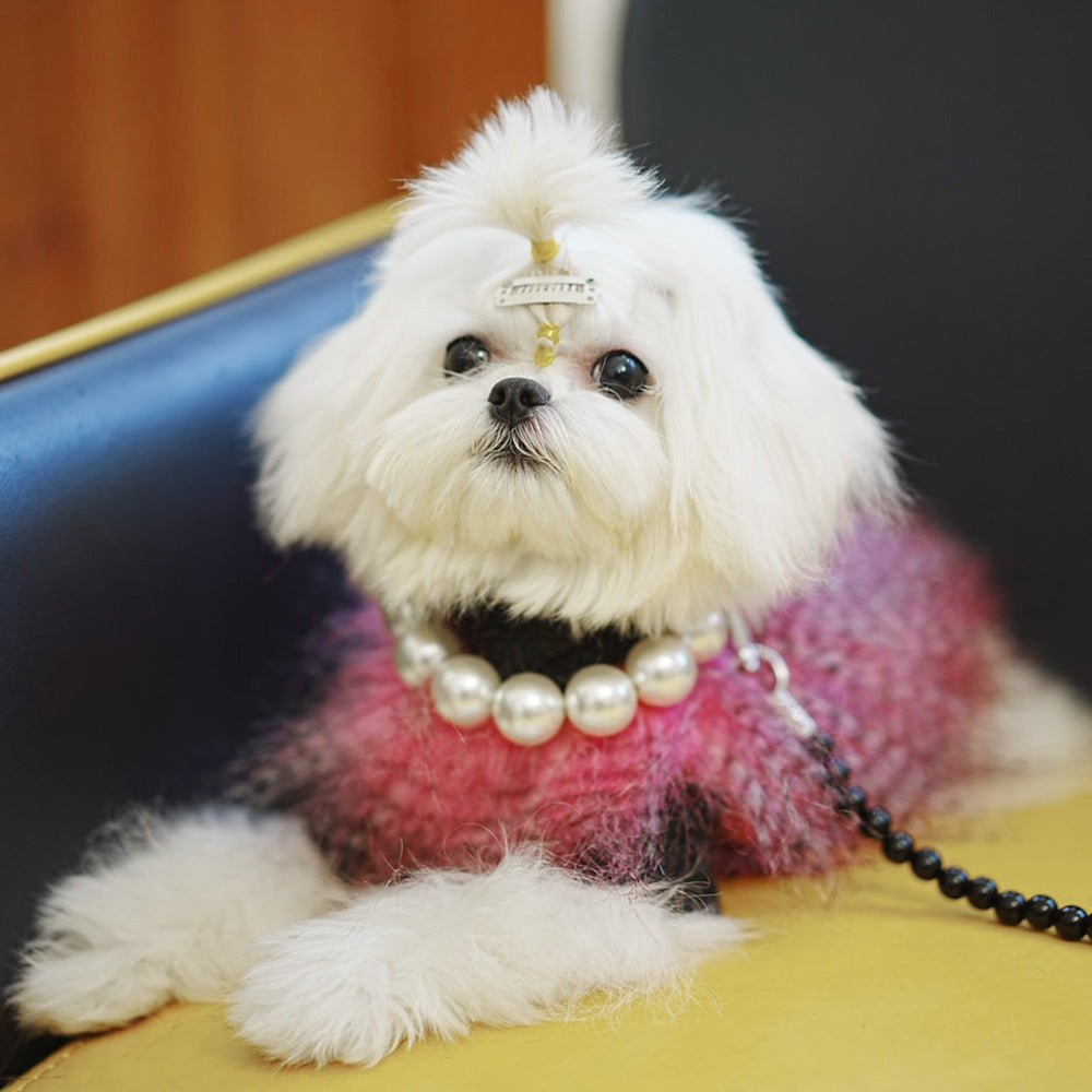 Coco pearl dog necklace in Pink
