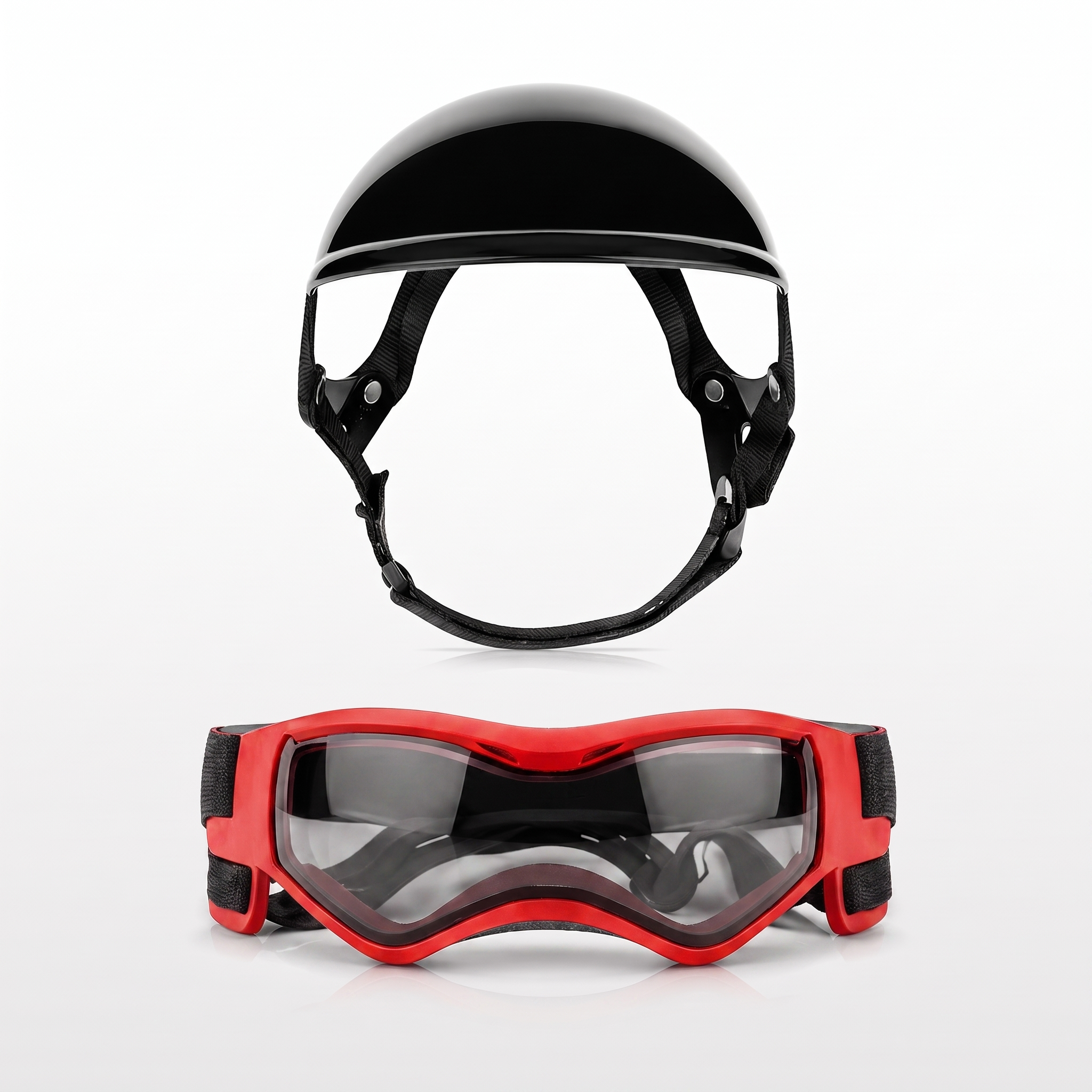 Maverick dog helmet and goggles set in Red