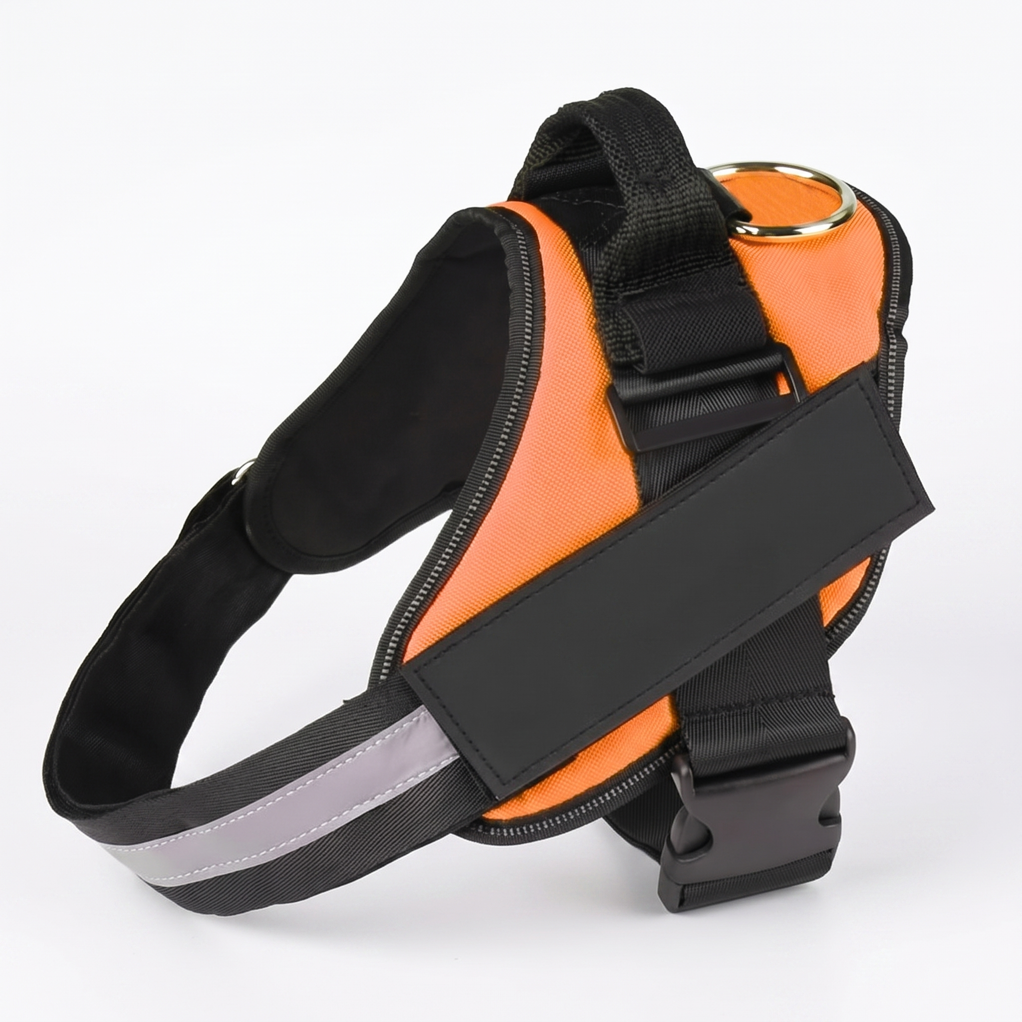 Steady No-Pull Dog Harness in Orange with top handle and reflective strap