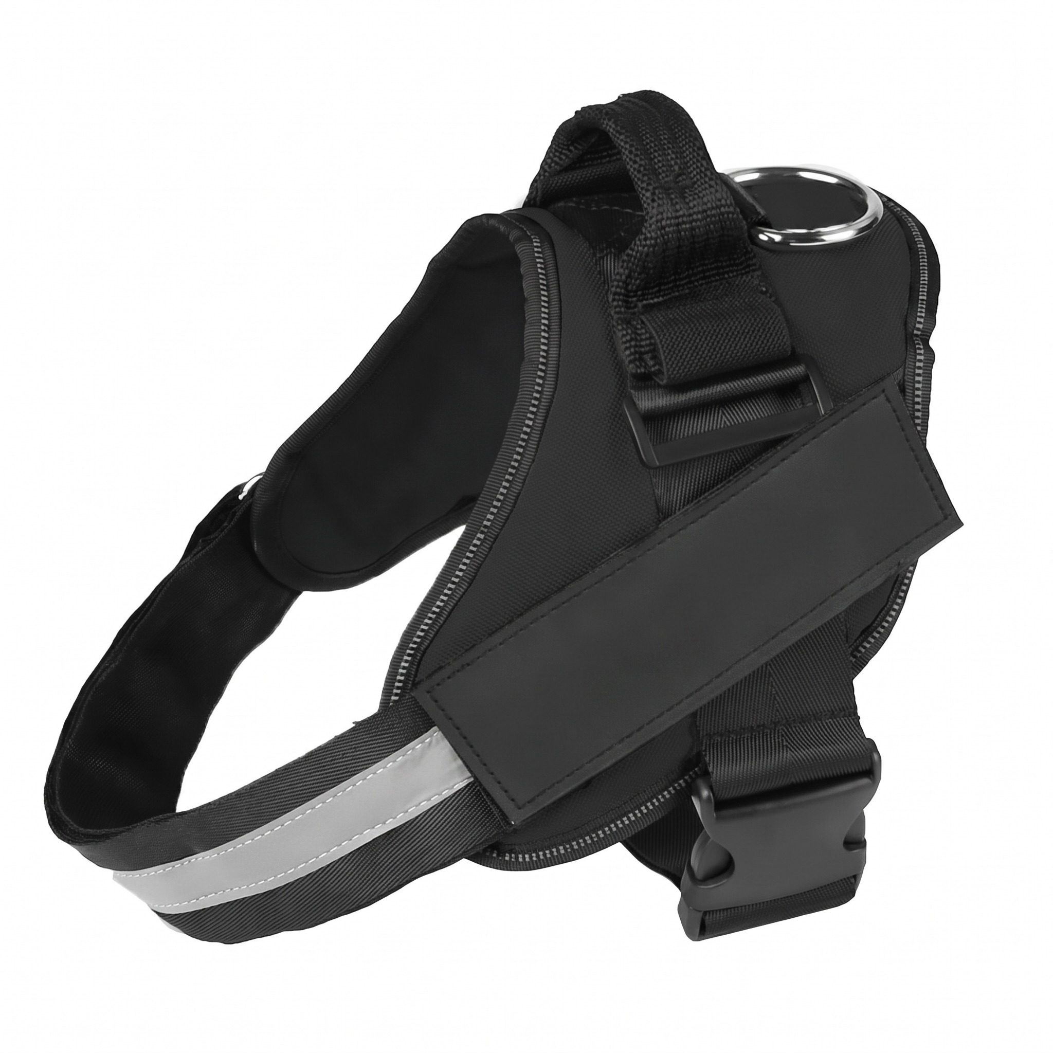 Steady No-Pull Dog Harness in Black with top handle and reflective strap