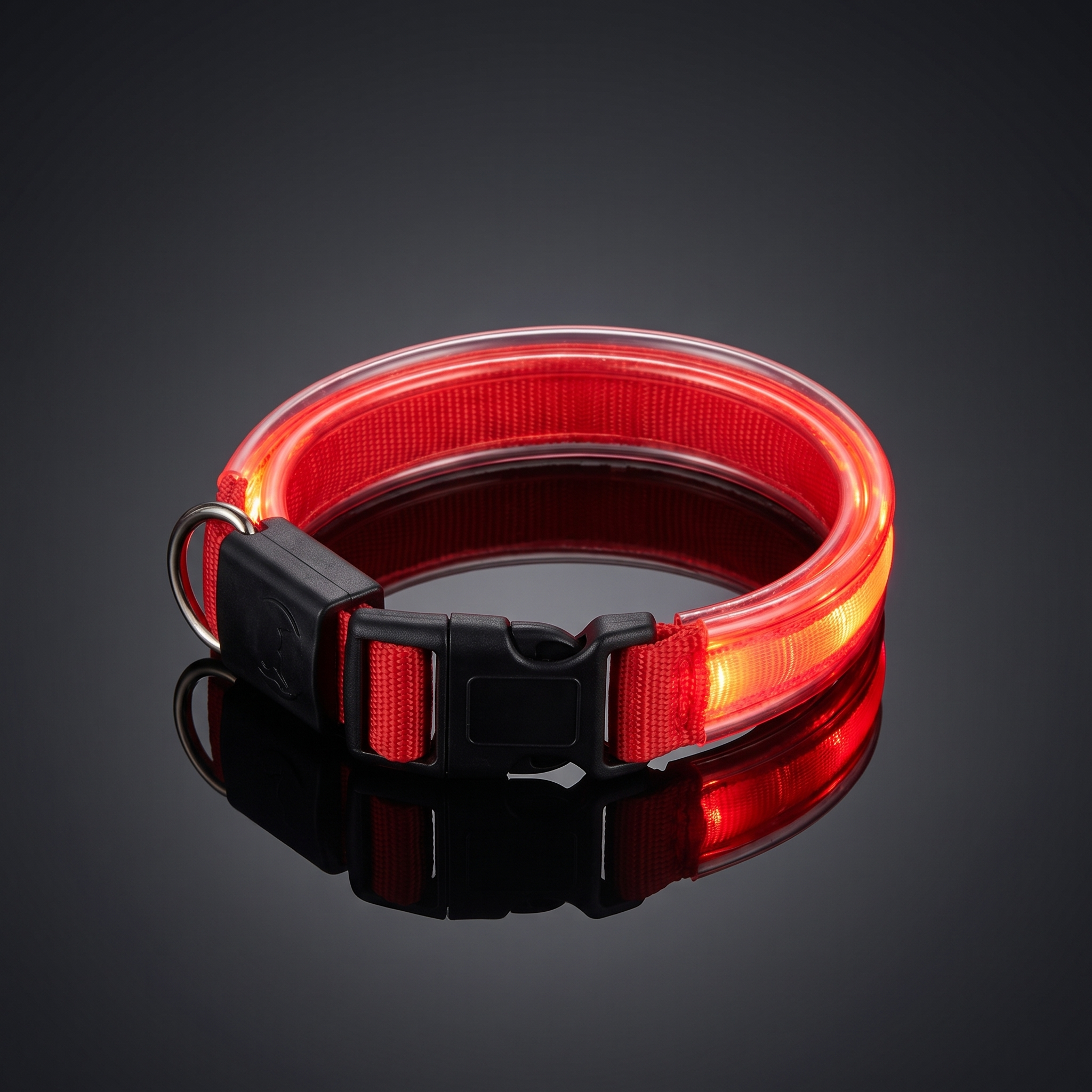 Glimmer LED dog collar glowing red