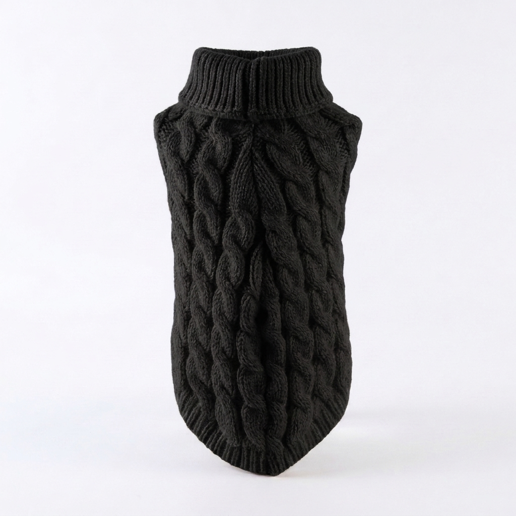 Heather Knit Dog Sweater – Black