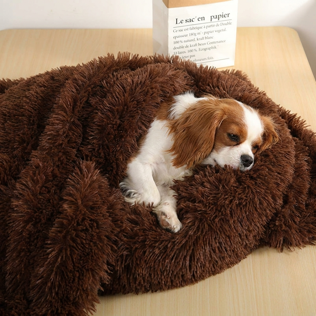 Cavalier on the dark coffee Velvet plush dog blanket