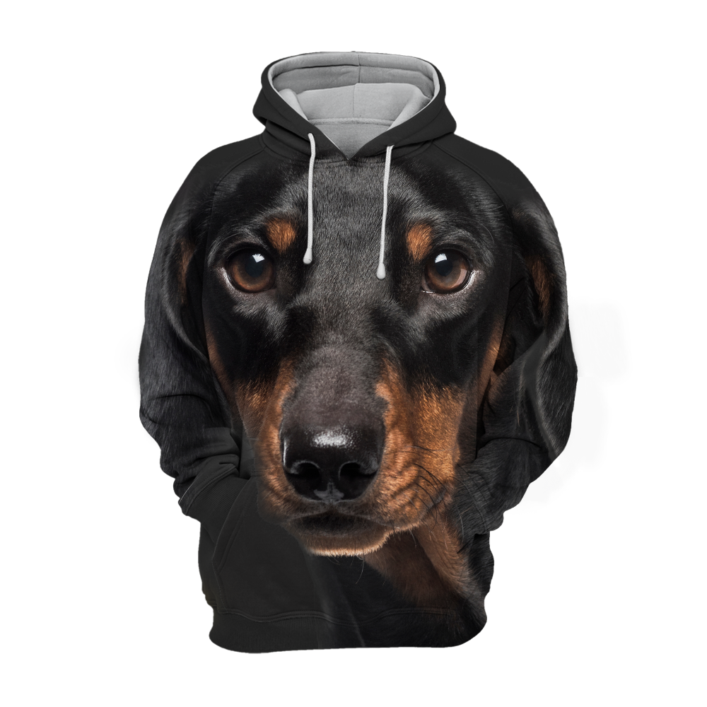 Dachshund big-face hoodie, front print