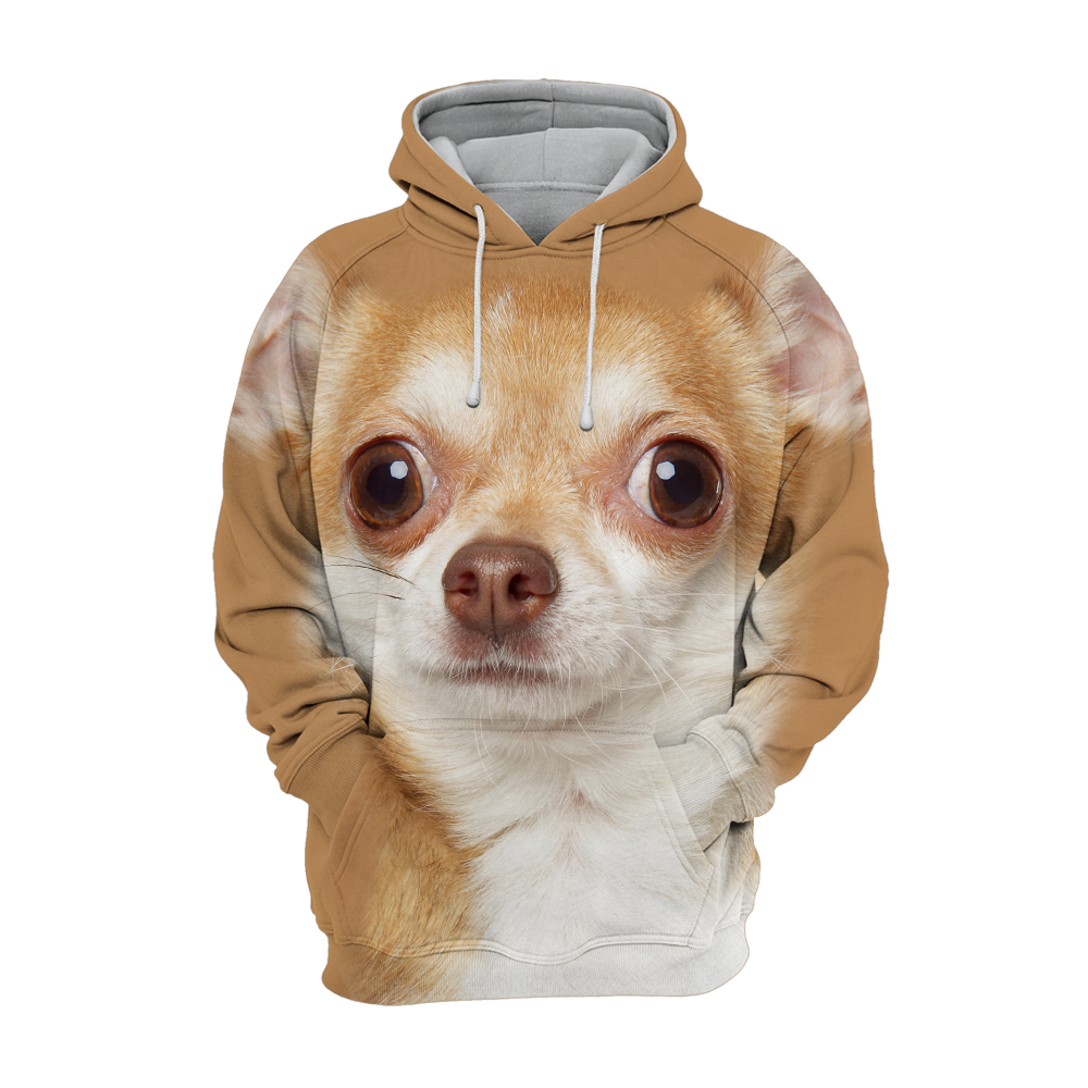 Chihuahua big-face hoodie, front print