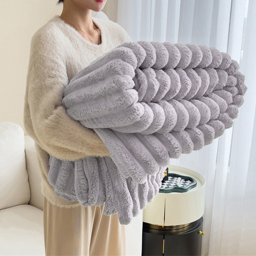 Sable Faux Rabbit Fur Plush Throw — Purple