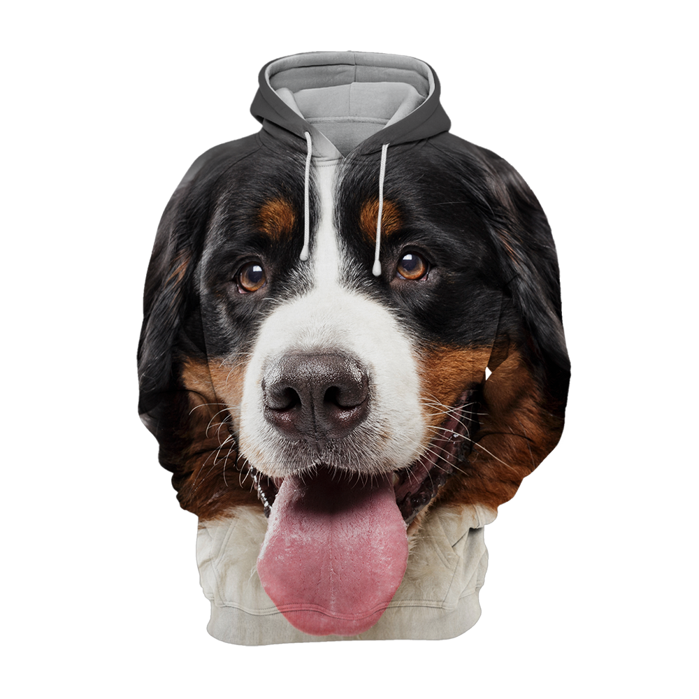 Bernese Mountain Dog big-face hoodie, front print