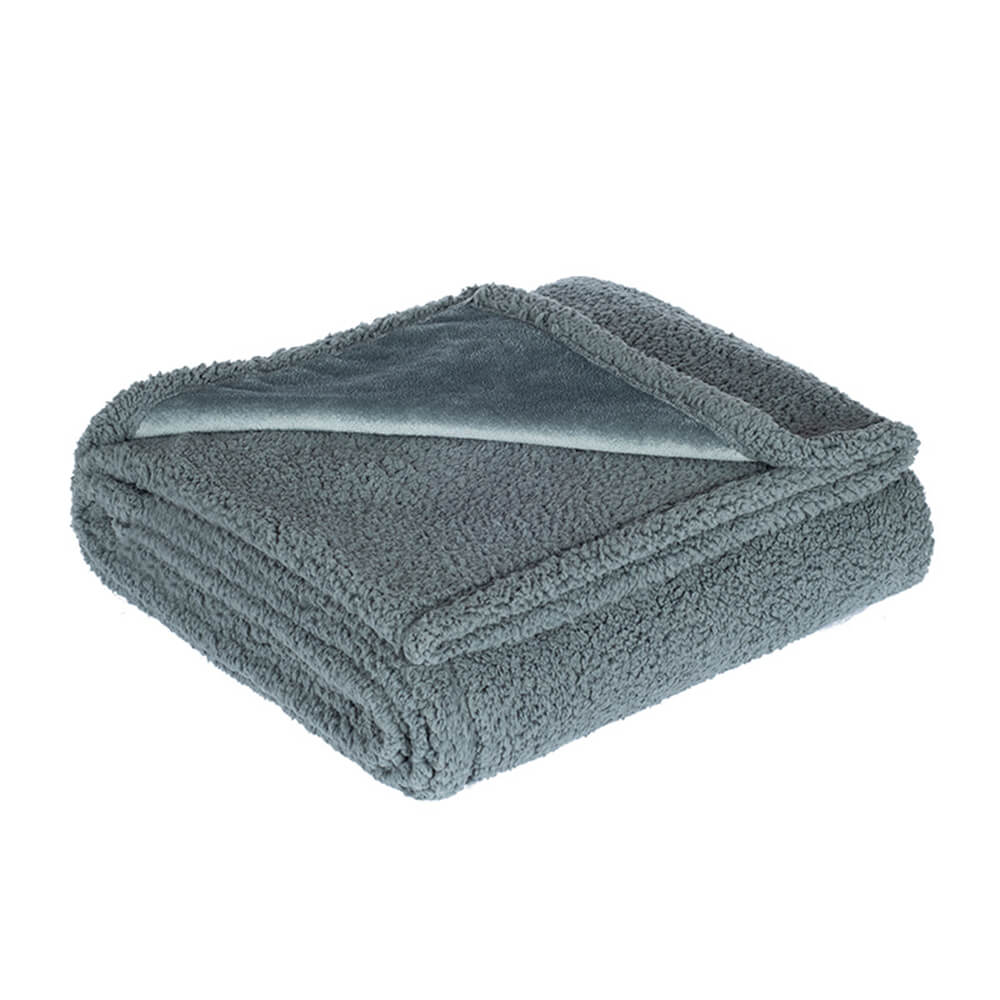 Cabin sherpa dog blanket in Grey, folded