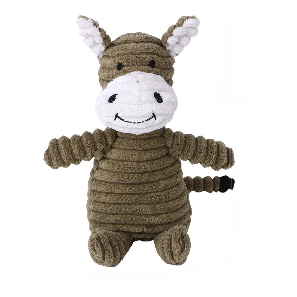 Cordy corduroy plush squeaky dog toy by Nuzzinel