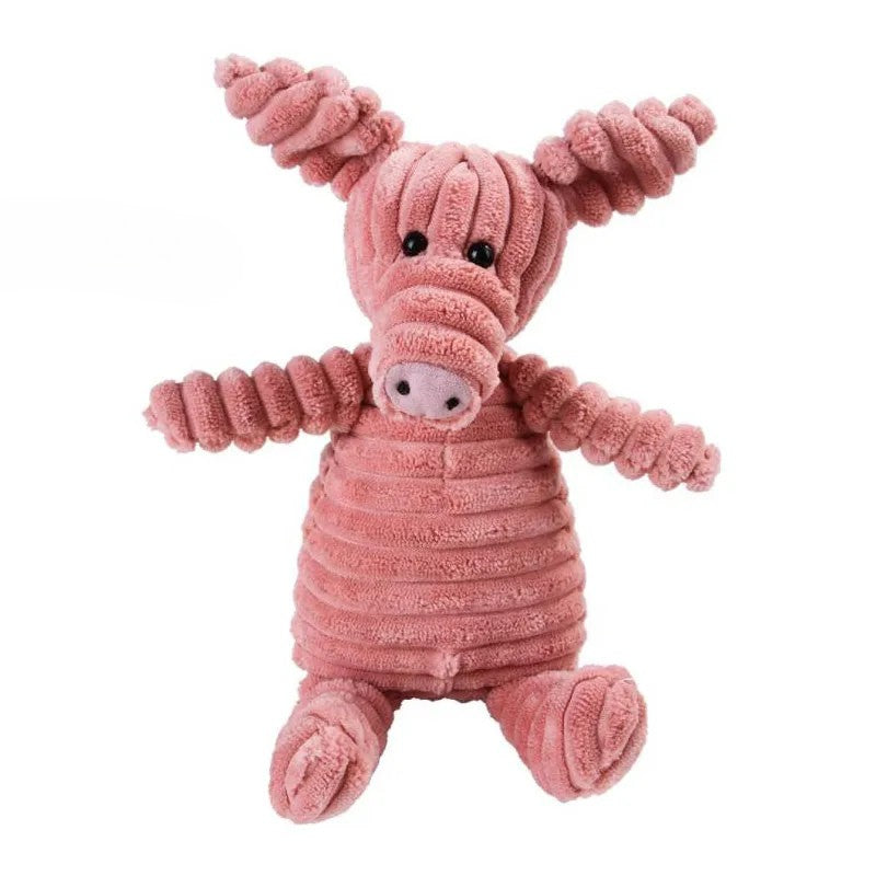 Cordy pig corduroy plush squeaky dog toy by Nuzzinel