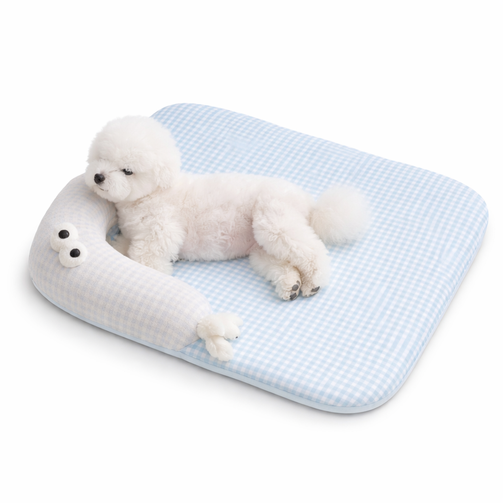 The Fur Lodge Luxury Silk Padded Cooling Mat for Dogs & Cats Blue