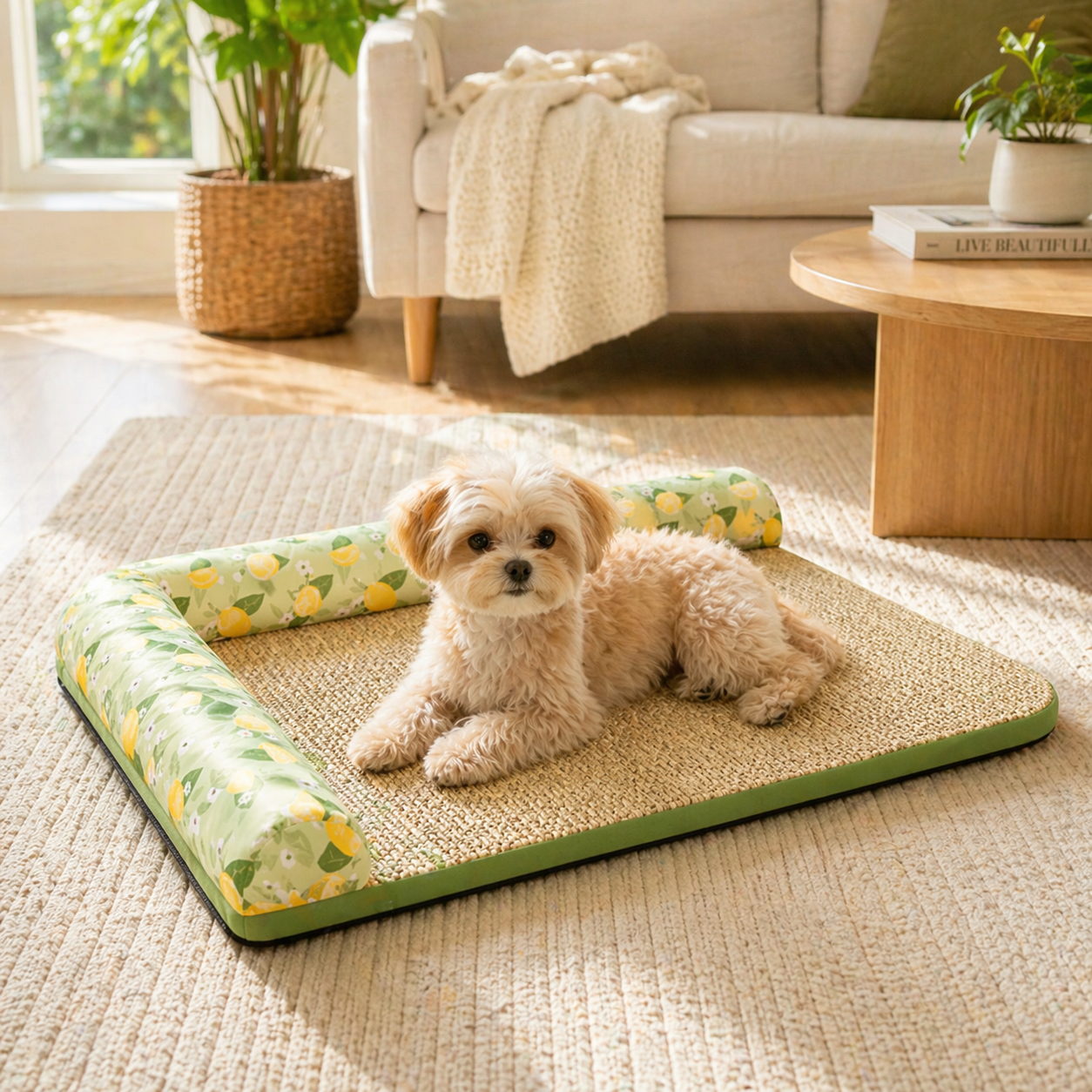 The Fur Lodge Cooling Pet Bed Mat with Bolster for Cats & Small Dogs