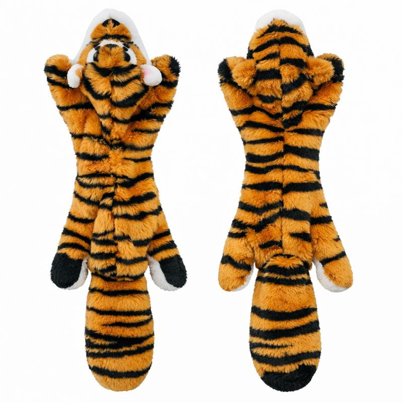 Rascal crinkle squeaky dog toy — tiger