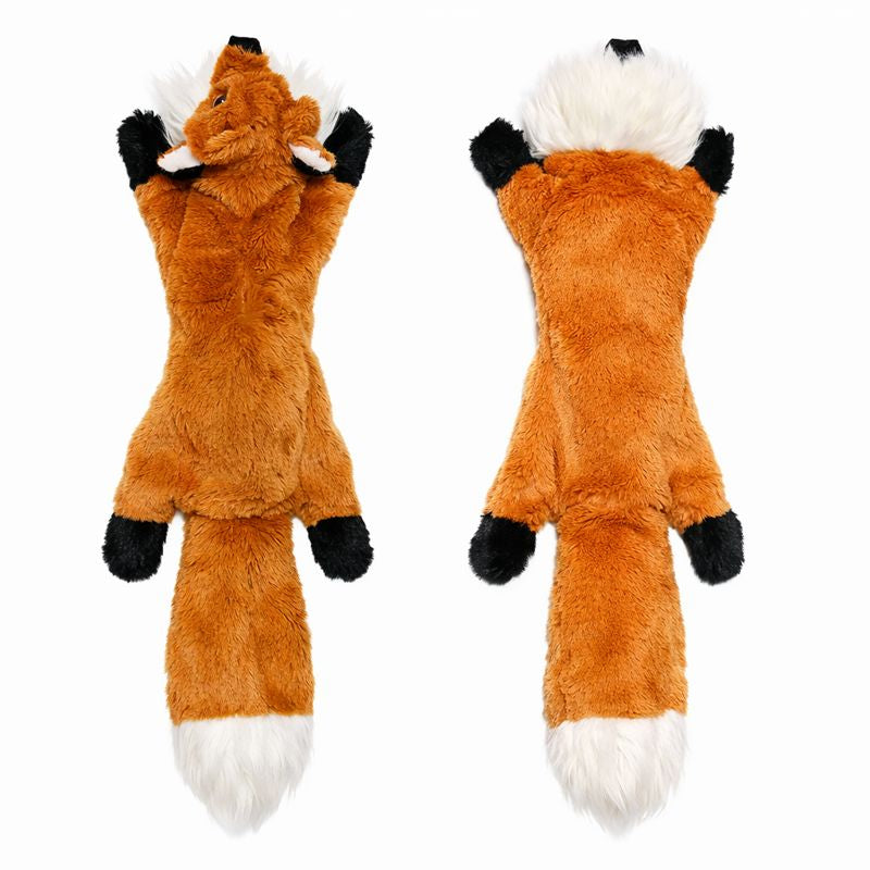 Rascal crinkle squeaky dog toy — fox