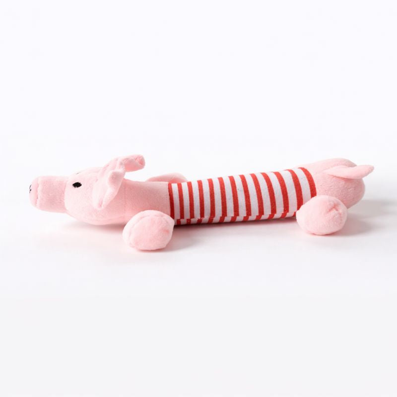 Rascal crinkle squeaky dog toy — pig