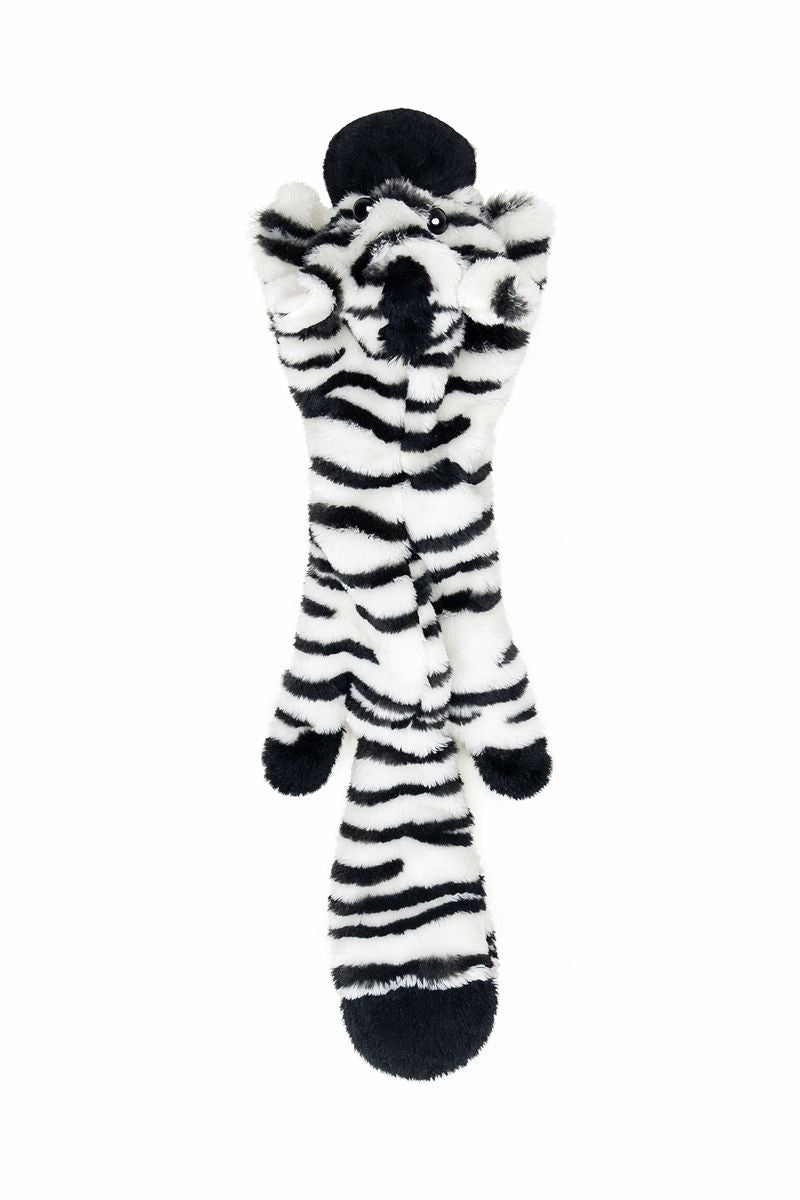 Rascal crinkle squeaky dog toy — zebra