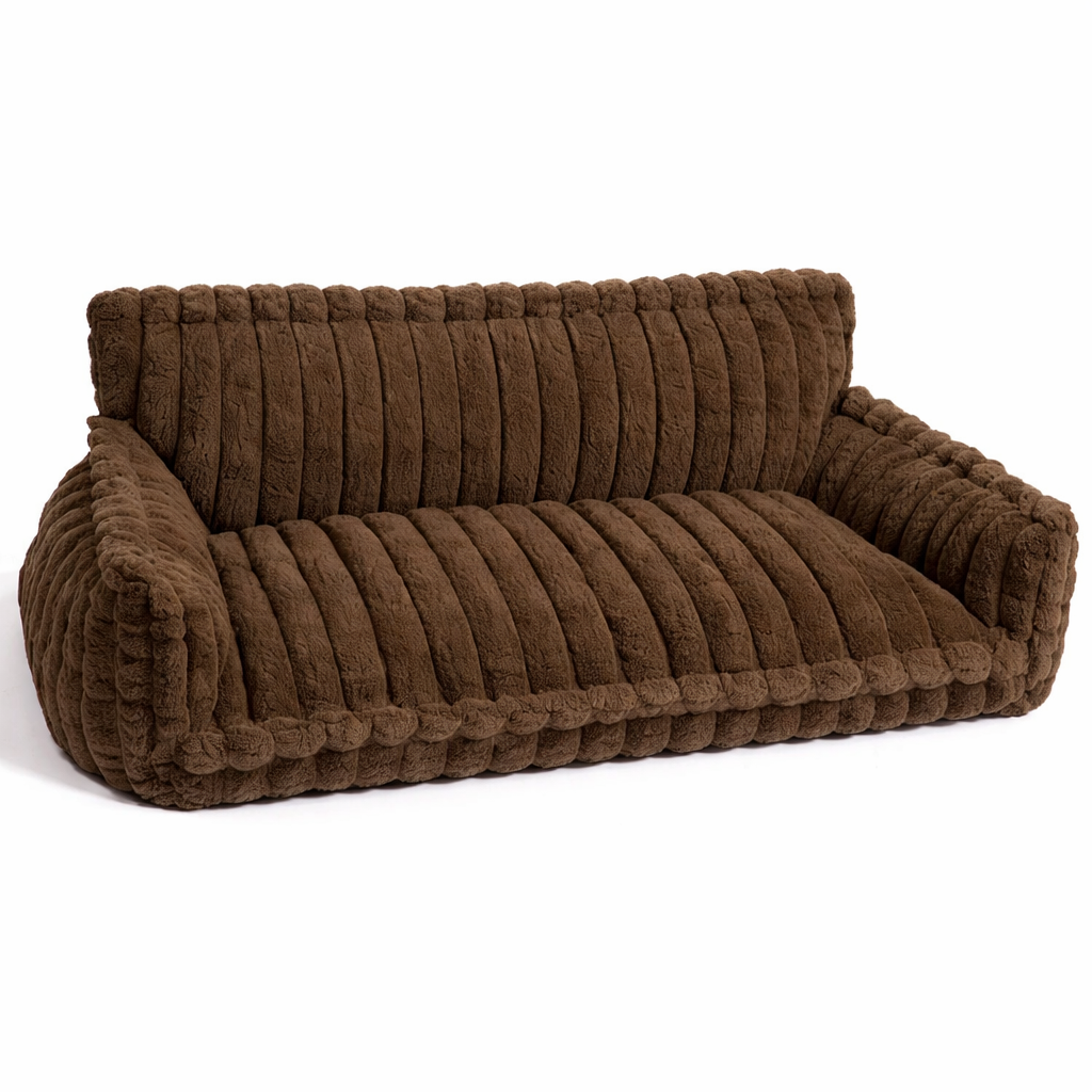 Dog resting on the dark brown Snooze orthopedic dog sofa bed