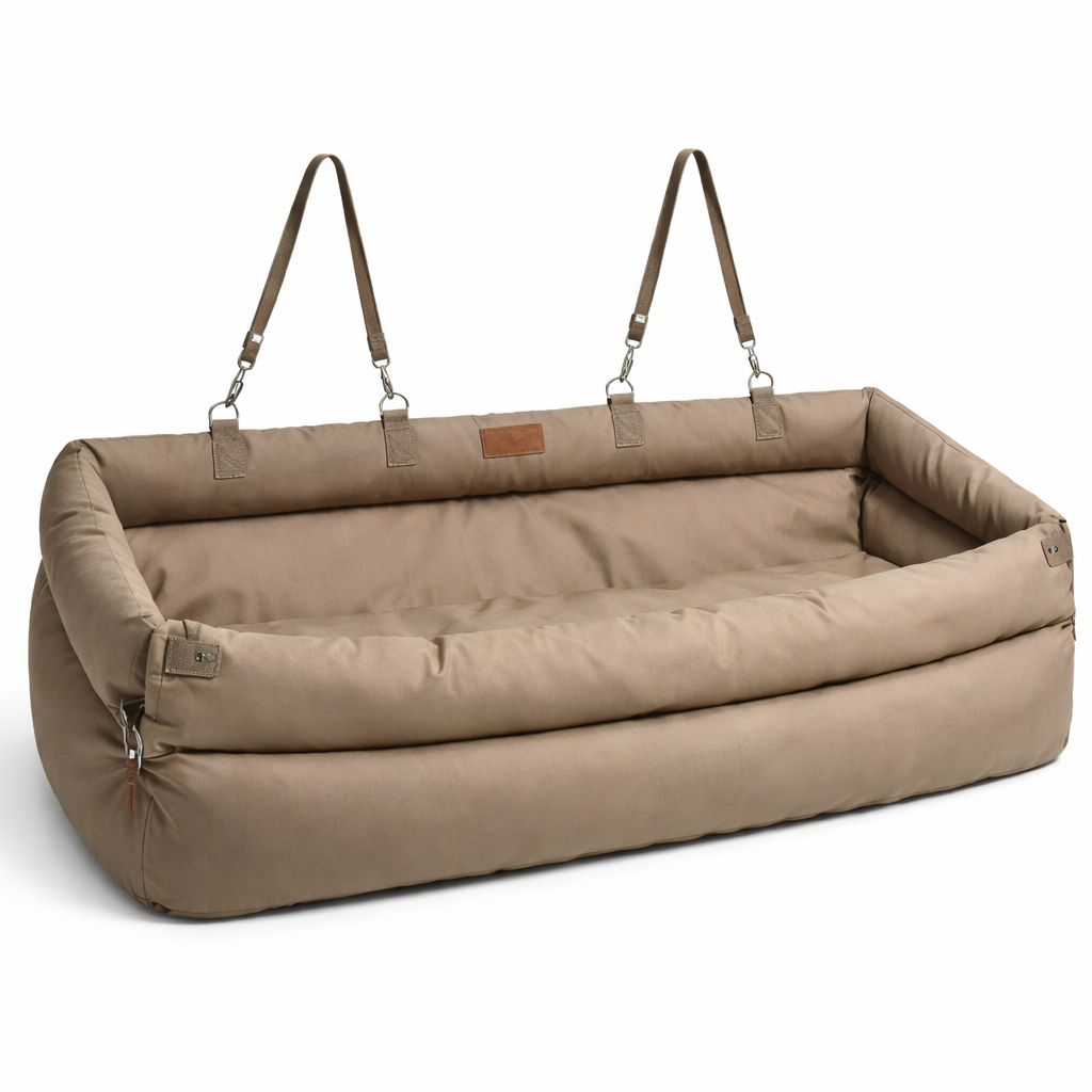 Nomad Dog Car Booster Seat in Grey with anchor straps