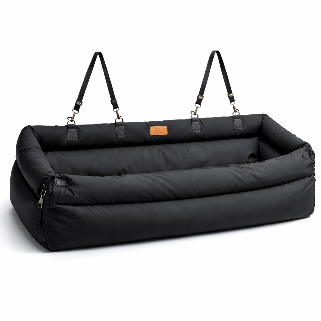 Nomad Dog Car Booster Seat in Black with anchor straps