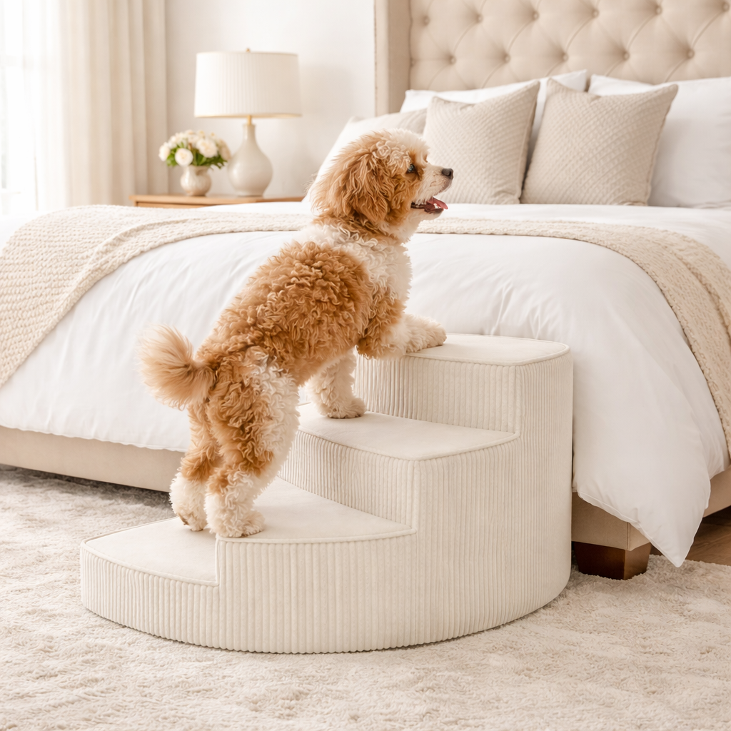 The Fur Lodge Orthopedic Dog Stairs for Couch Non-Slip Foam Pet Steps