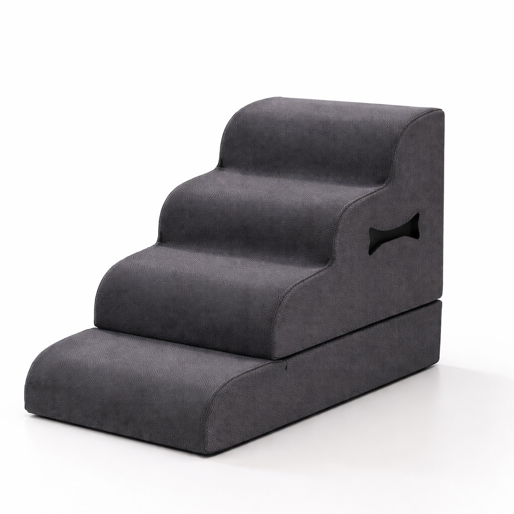 Amble Orthopedic Dog Stairs in Grey, 4-step