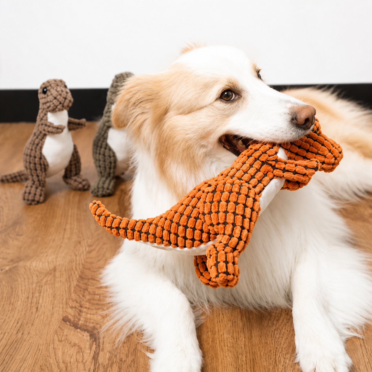 The Fur Lodge Indestructible Dinosaur Plush Dog Toy for Aggressive Chewers