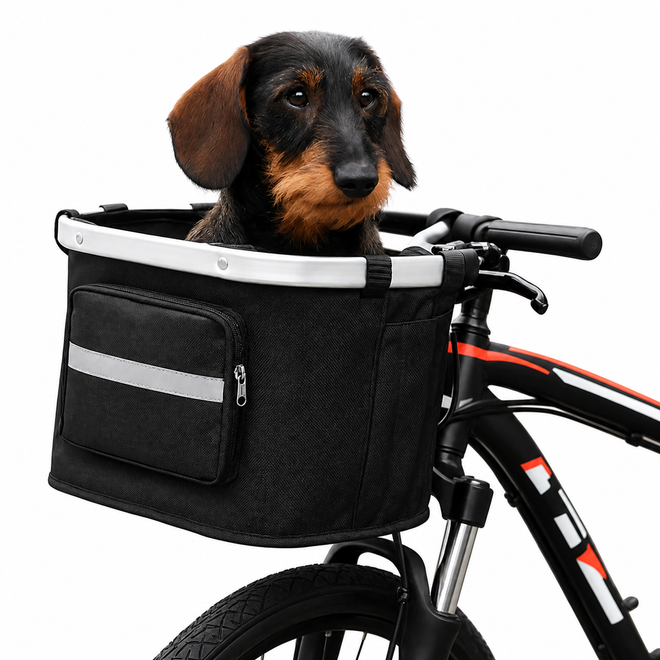 The Fur Lodge Foldable Dog Bike Basket Carrier for Small Cats and Dogs