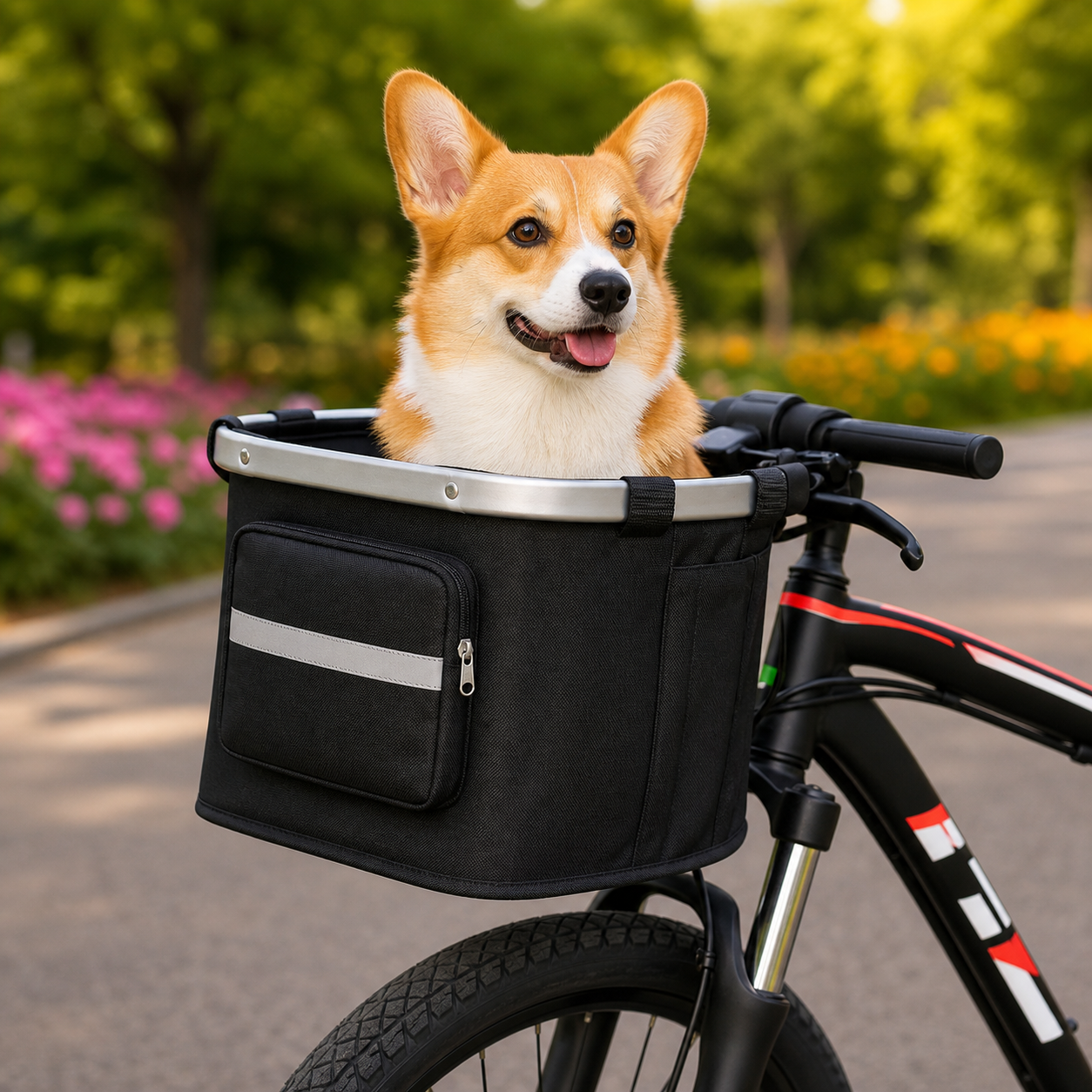 The Fur Lodge Foldable Dog Bike Basket Carrier for Small Cats and Dogs