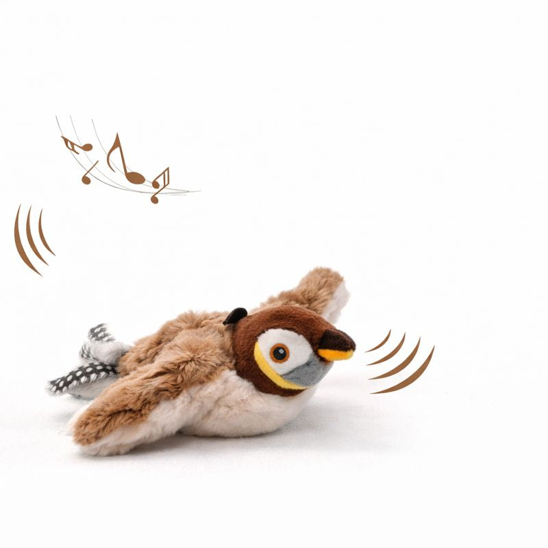 Flit chirping flapping bird dog toy in soft brown plush