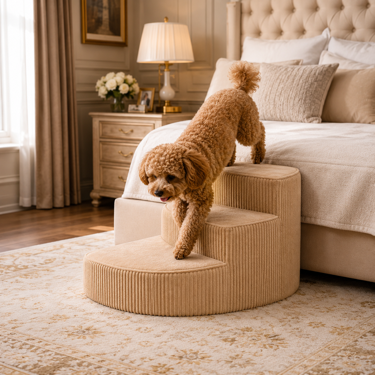 The Fur Lodge Orthopedic Dog Stairs for Couch Non-Slip Foam Pet Steps